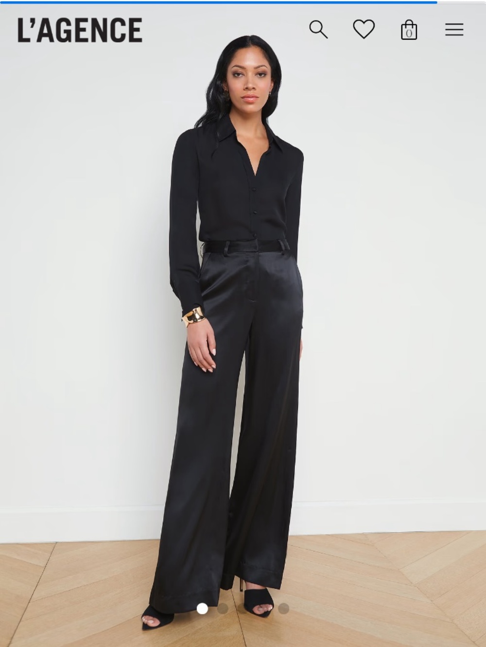 L'AGENCE Women's black silk tie trousers Black Size 2 (original $550)